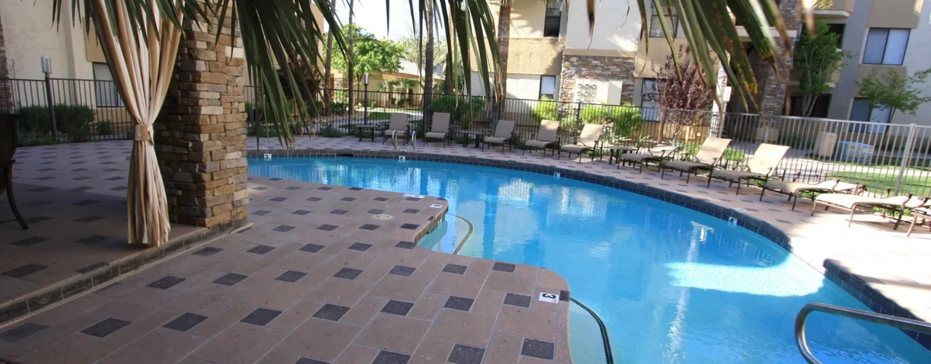 pool with tiled brownish floor